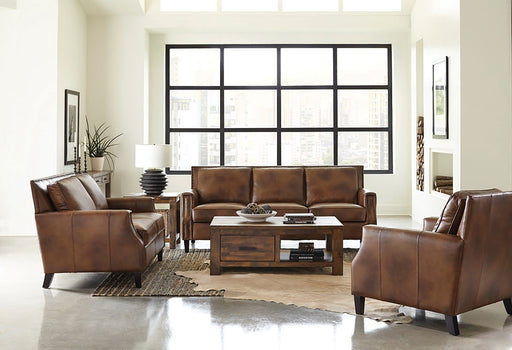 Coaster Furniture - Leaton Upholstered Recessed Arms Sofa Brown Sugar - 509441 - GreatFurnitureDeal