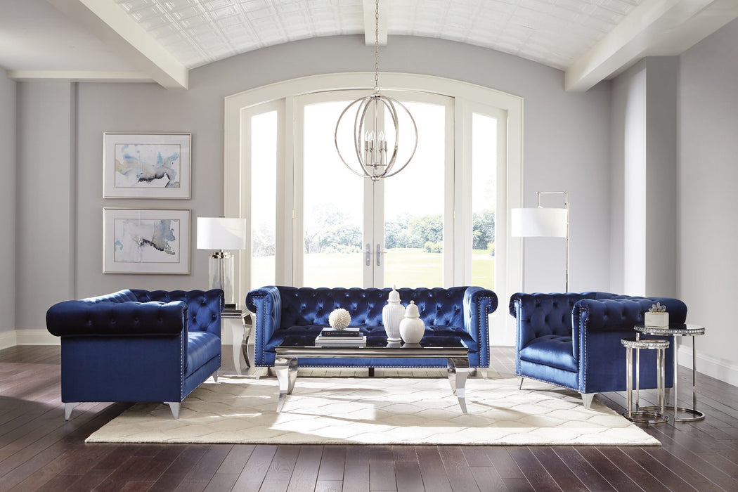 Coaster Furniture - Bleker Tufted Tuxedo Arm Sofa Blue - 509481