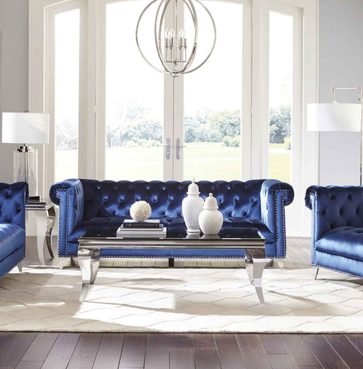 Coaster Furniture - Bleker Tufted Tuxedo Arm Sofa Blue - 509481 - GreatFurnitureDeal