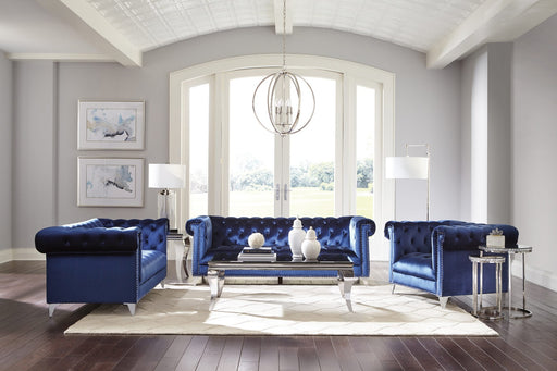 Coaster Furniture - Bleker 3-Piece Tuxedo Arm Living Room Set Blue - 509481-S3 - GreatFurnitureDeal