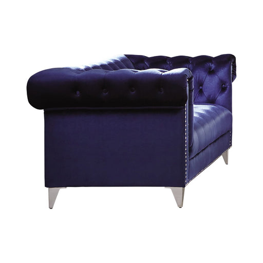 Coaster Furniture - Bleker Tufted Tuxedo Arm Loveseat Blue - 509482 - GreatFurnitureDeal