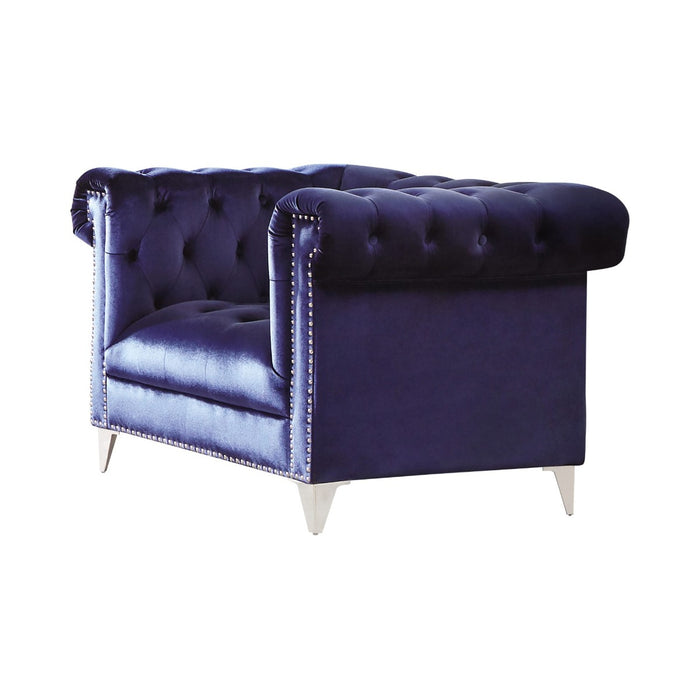 Coaster Furniture - Bleker Tufted Tuxedo Arm Chair Blue - 509483 - GreatFurnitureDeal
