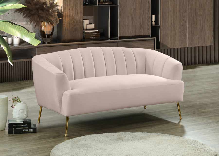 Meridian Furniture - Tori Velvet Loveseat in Pink - 657Pink-L - GreatFurnitureDeal