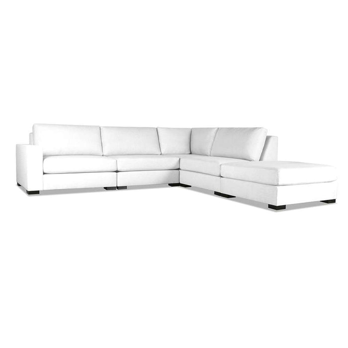 Nativa Interiors - Chester Modular L-Shaped Sectional Left Arm Facing 128" With Ottoman Off White - SEC-CHST-DP-AR2-5PC-PF-WHITE