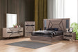 GFD Home - Wendy Mirror Framed Tufted Upholstery King Bed made with Wood in Gray - GreatFurnitureDeal