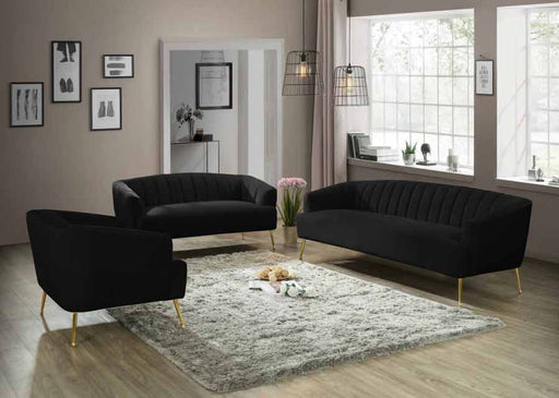 Meridian Furniture - Tori 3 Piece Living Room Set in Black - 657Black-S-3SET - GreatFurnitureDeal