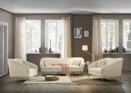Meridian Furniture - Hermosa Velvet Chair in Cream - 658Cream-C - GreatFurnitureDeal