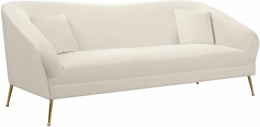 Meridian Furniture - Hermosa Velvet Sofa in Cream - 658Cream-S - GreatFurnitureDeal