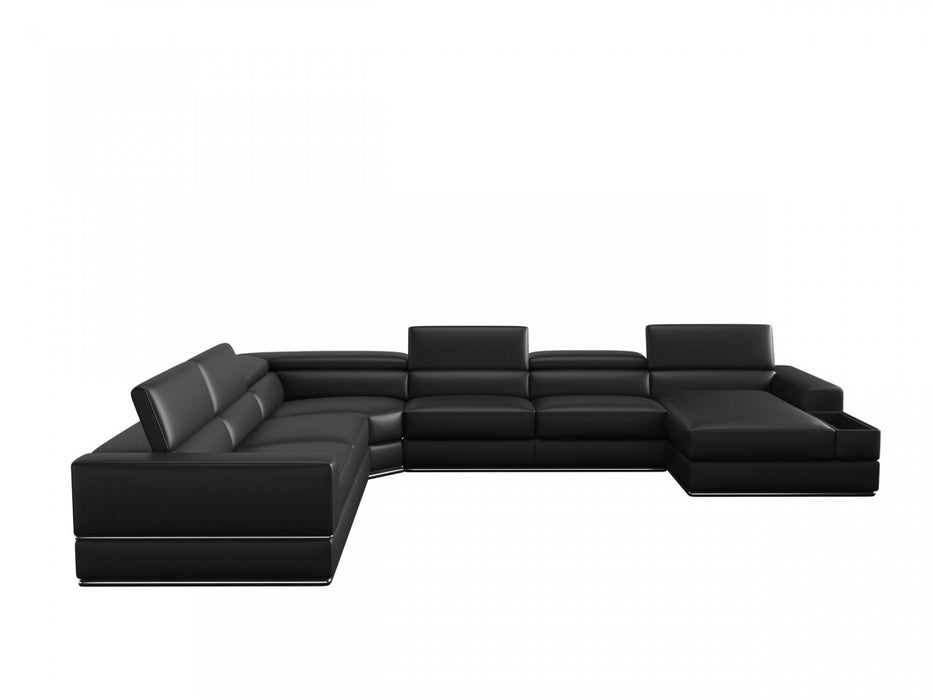 VIG Furniture - Divani Casa Pella Modern Black Italian Leather U Shaped Sectional Sofa - VGCA5106O-BLK-SECT - GreatFurnitureDeal