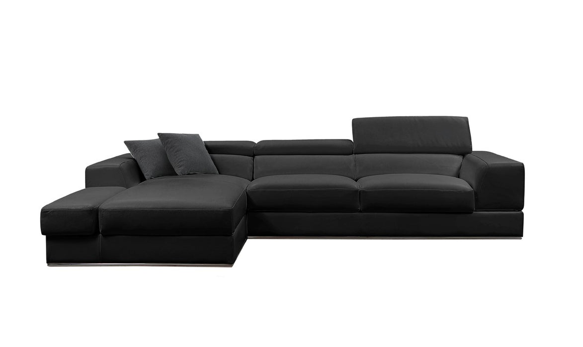 VIG Furniture - Divani Casa Pella Mini Modern Black Leather Sectional Sofa - VGCA5106A-BLK - GreatFurnitureDeal