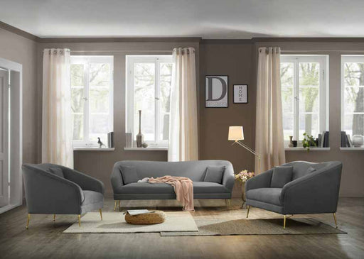 Meridian Furniture - Hermosa 3 Piece Living Room Set in Grey - 658Grey-S-3SET - GreatFurnitureDeal