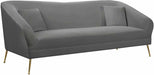 Meridian Furniture - Hermosa Velvet Sofa in Grey - 658Grey-S - GreatFurnitureDeal
