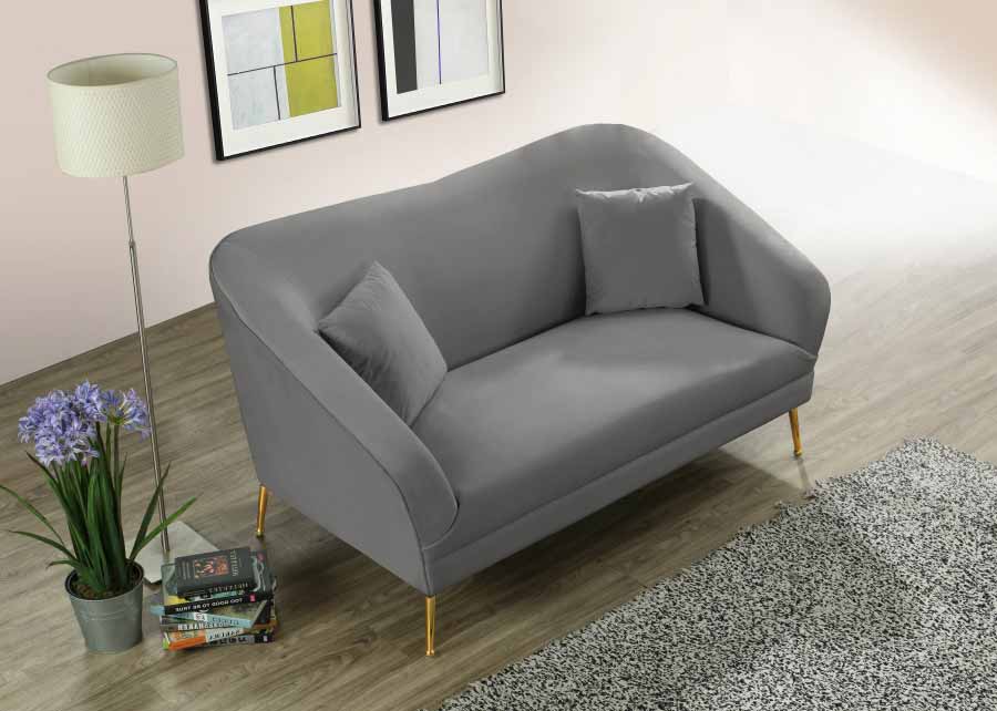 Meridian Furniture - Hermosa Velvet Loveseat in Grey - 658Grey-L - GreatFurnitureDeal