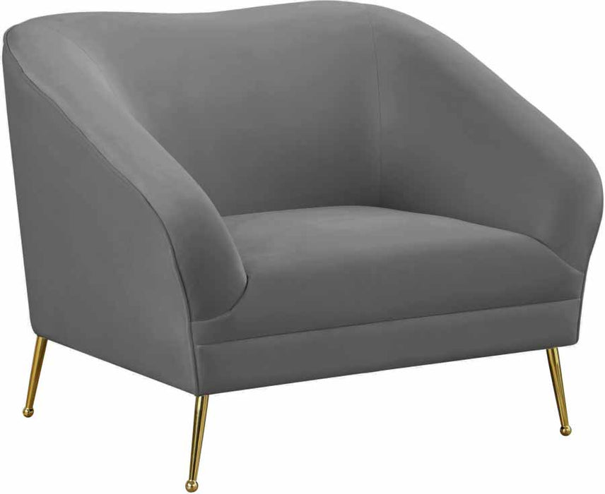 Meridian Furniture - Hermosa Velvet Chair in Grey - 658Grey-C - GreatFurnitureDeal