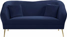 Meridian Furniture - Hermosa Velvet Loveseat in Navy - 658Navy-L - GreatFurnitureDeal