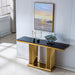 GFD Home - Modern Rectangular Marble Console Table, 0.71" Thick Marble Top, Double Pedestal Pillar Stainless Steel Base with Gold Finish, Size:59"Lx16"Dx30"H - GreatFurnitureDeal