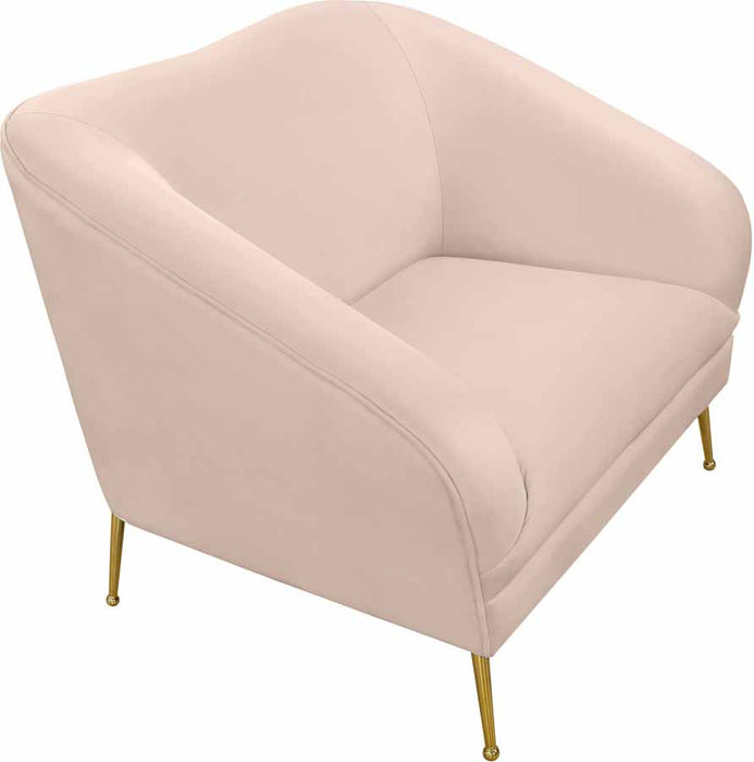 Meridian Furniture - Hermosa Velvet Chair in Pink - 658Pink-C - GreatFurnitureDeal