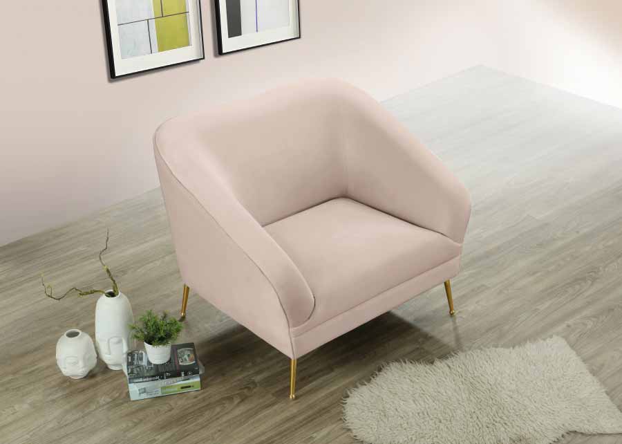 Meridian Furniture - Hermosa Velvet Chair in Pink - 658Pink-C - GreatFurnitureDeal