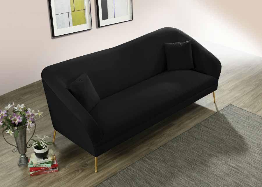 Meridian Furniture - Hermosa Velvet Sofa in Black - 658Black-S - GreatFurnitureDeal