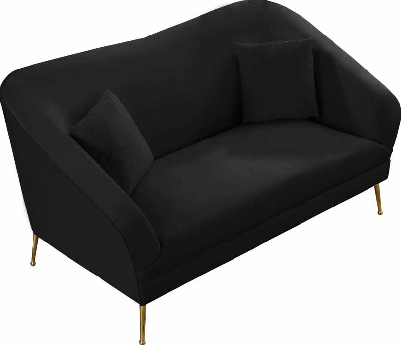 Meridian Furniture - Hermosa 3 Piece Living Room Set in Black - 658Black-S-3SET - GreatFurnitureDeal
