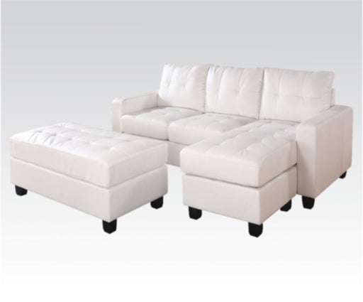 Acme Furniture - Lyssa Bonded Leather Sectional with Ottoman in White - 51210A - GreatFurnitureDeal