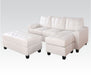 Acme Furniture - Lyssa Bonded Leather Sectional with Ottoman in White - 51210A - GreatFurnitureDeal