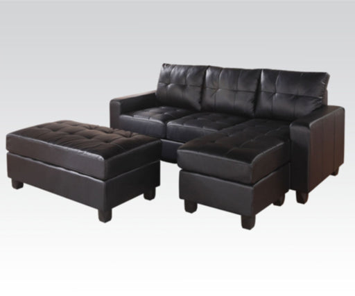 Acme Furniture - Lyssa Bonded Leather Sectional with Ottoman in Black - 51215A - GreatFurnitureDeal