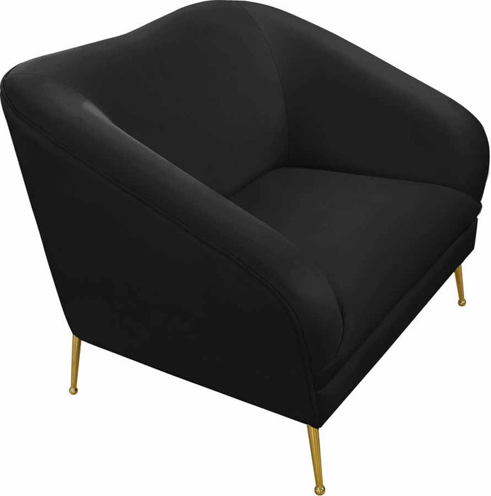 Meridian Furniture - Hermosa Velvet Chair in Black - 658Black-C - GreatFurnitureDeal