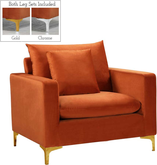 Meridian Furniture - Naomi Velvet Chair in Cognac - 633Cognac-C - GreatFurnitureDeal