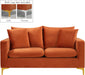 Meridian Furniture - Naomi Velvet Loveseat in Cognac - 633Cognac-L - GreatFurnitureDeal