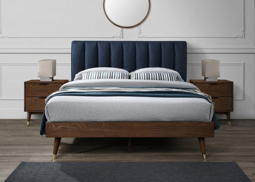 Meridian Furniture - Vance Polyester Linen King Bed in Navy - VanceNavy-K - GreatFurnitureDeal