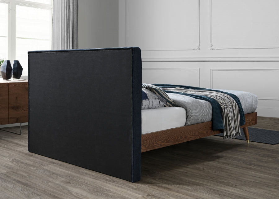 Meridian Furniture - Vance Polyester Linen King Bed in Navy - VanceNavy-K - GreatFurnitureDeal