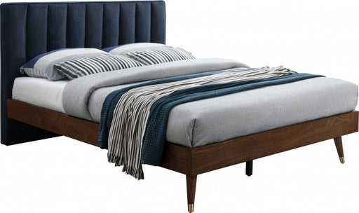 Meridian Furniture - Vance Polyester Linen Queen Bed in Navy - VanceNavy-Q - GreatFurnitureDeal