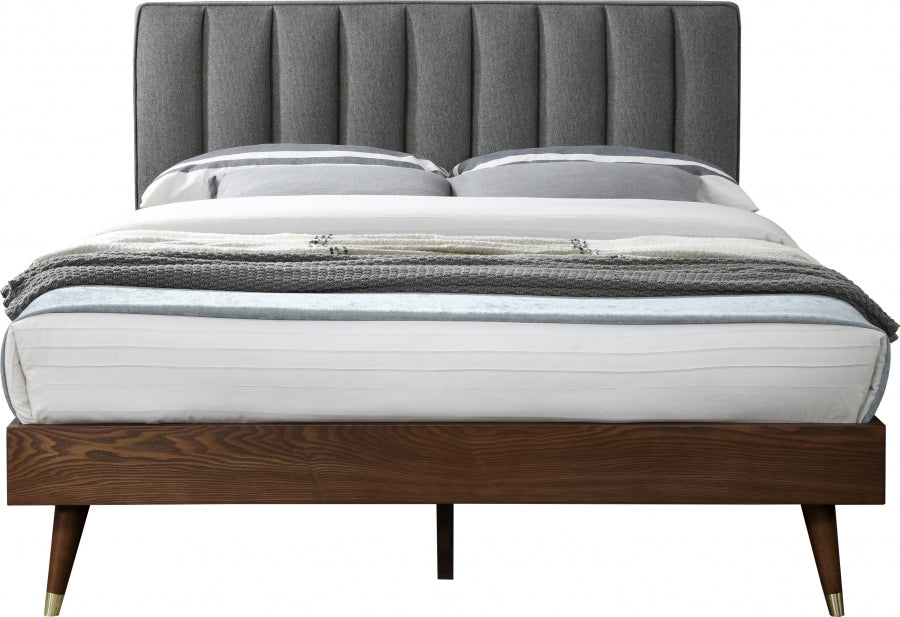 Meridian Furniture - Vance Polyester Linen King Bed in Grey - VanceGrey-K - GreatFurnitureDeal