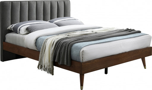 Meridian Furniture - Vance Polyester Linen Queen Bed in Grey - VanceGrey-Q - GreatFurnitureDeal