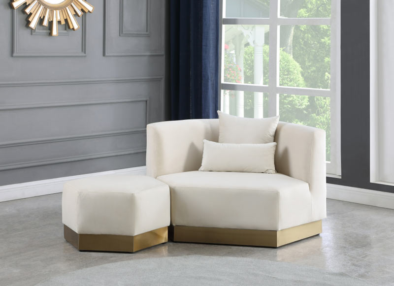 Meridian Furniture - Marquis 3 Piece Living Room Set in Cream - 600Cream-S-3SET - GreatFurnitureDeal