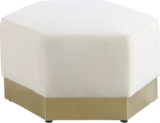 Meridian Furniture - Marquis Velvet Ottoman in Cream - 600Cream-Ott - GreatFurnitureDeal