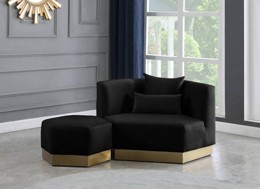 Meridian Furniture - Marquis Velvet Ottoman in Black - 600Black-Ott - GreatFurnitureDeal