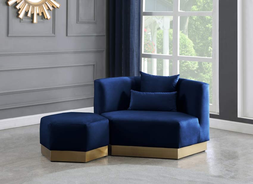 Meridian Furniture - Marquis 3 Piece Living Room Set in Navy - 600Navy-S-3SET - GreatFurnitureDeal