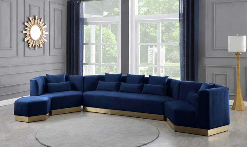 Meridian Furniture - Marquis 3 Piece Living Room Set in Navy - 600Navy-S-3SET - GreatFurnitureDeal