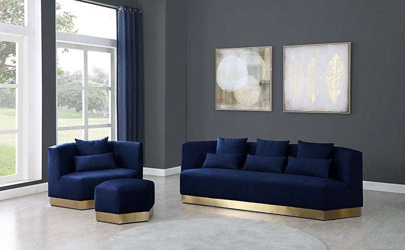 Meridian Furniture - Marquis Velvet Sofa in Navy - 600Navy-S - GreatFurnitureDeal
