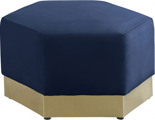 Meridian Furniture - Marquis Velvet Ottoman in Navy - 600Navy-Ott - GreatFurnitureDeal