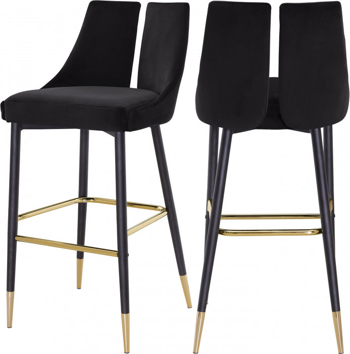 Meridian Furniture - Sleek Bar Stool Set of 2 in Black - 960Black-C - GreatFurnitureDeal