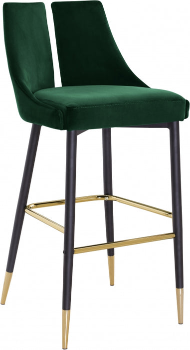 Meridian Furniture - Sleek Bar Stool Set of 2 in Green - 960Green-C - GreatFurnitureDeal