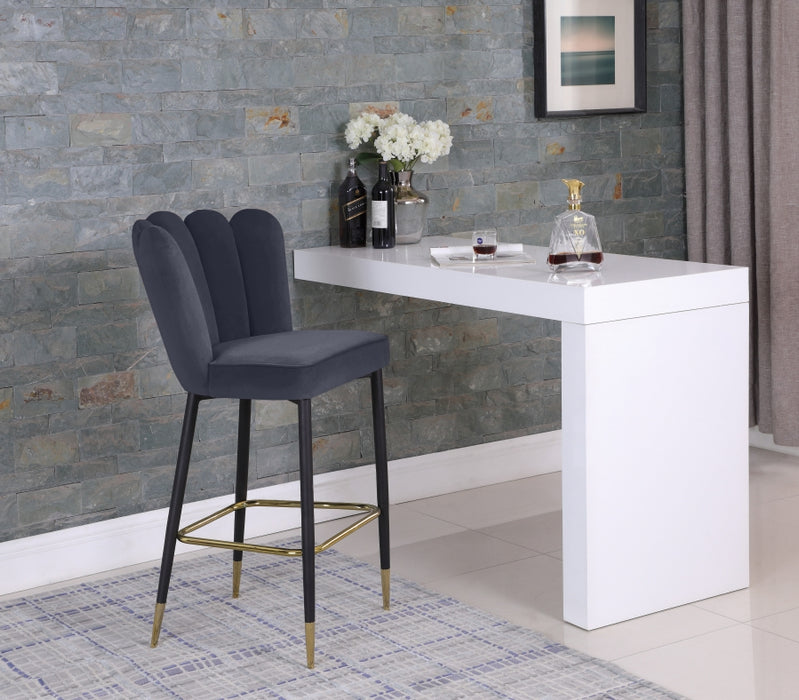 Meridian Furniture - Lily Bar Stool Set of 2 in Grey - 961Grey-C - GreatFurnitureDeal