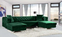 Meridian Furniture - Gail Velvet 3 Piece Sectional in Green - 664Green-Sectional - GreatFurnitureDeal