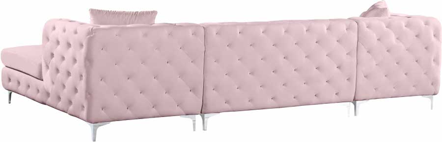 Meridian Furniture - Gail Velvet 3 Piece Sectional in Pink - 664Pink-Sectional