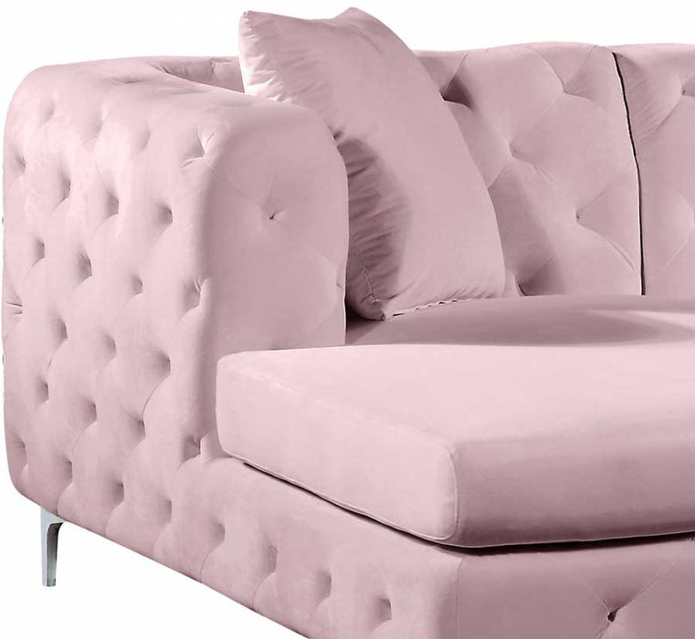 Meridian Furniture - Gail Velvet 3 Piece Sectional in Pink - 664Pink-Sectional