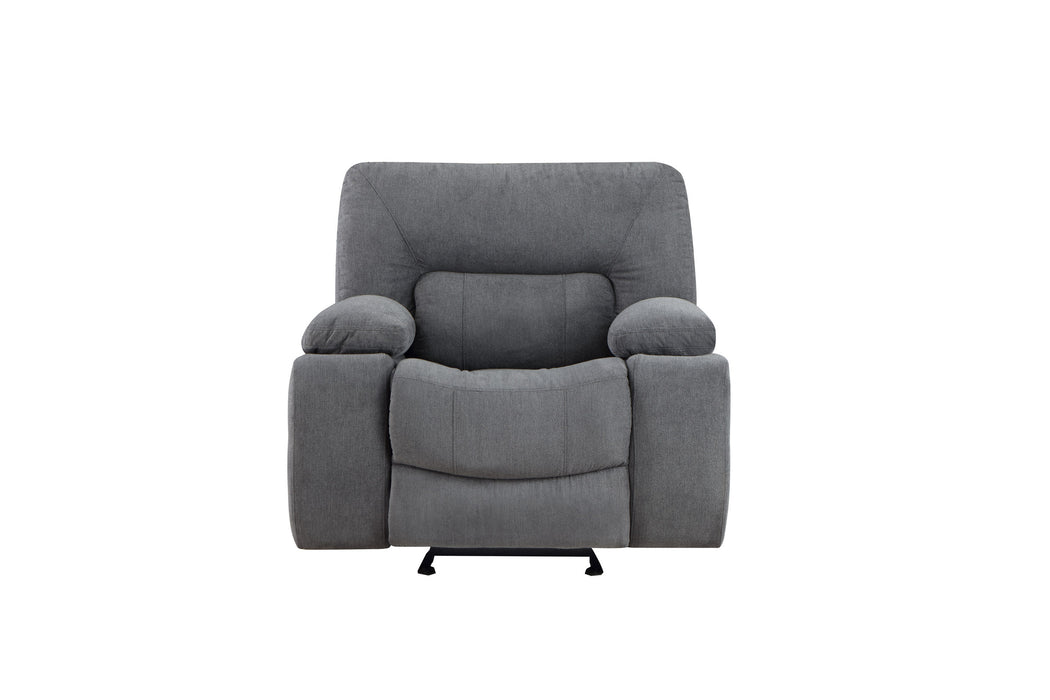 GFD Home - Ohio Manual Recliner 3Pc Living Room Set Made With Chenille Upholstery in Gray - GreatFurnitureDeal