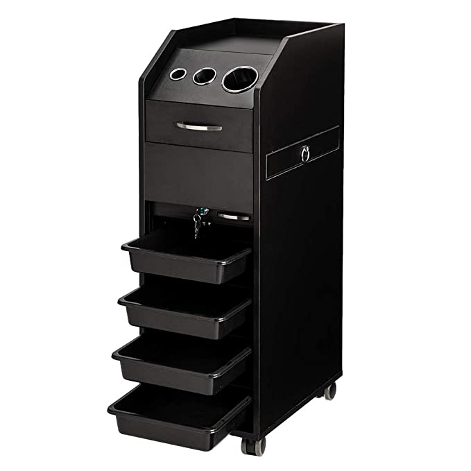 Mefeir Salon Trolley Wooden Stylist Cart with Drawers Rolling